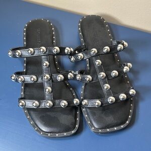Sincerely Jules Black Sandals with Silver Accents